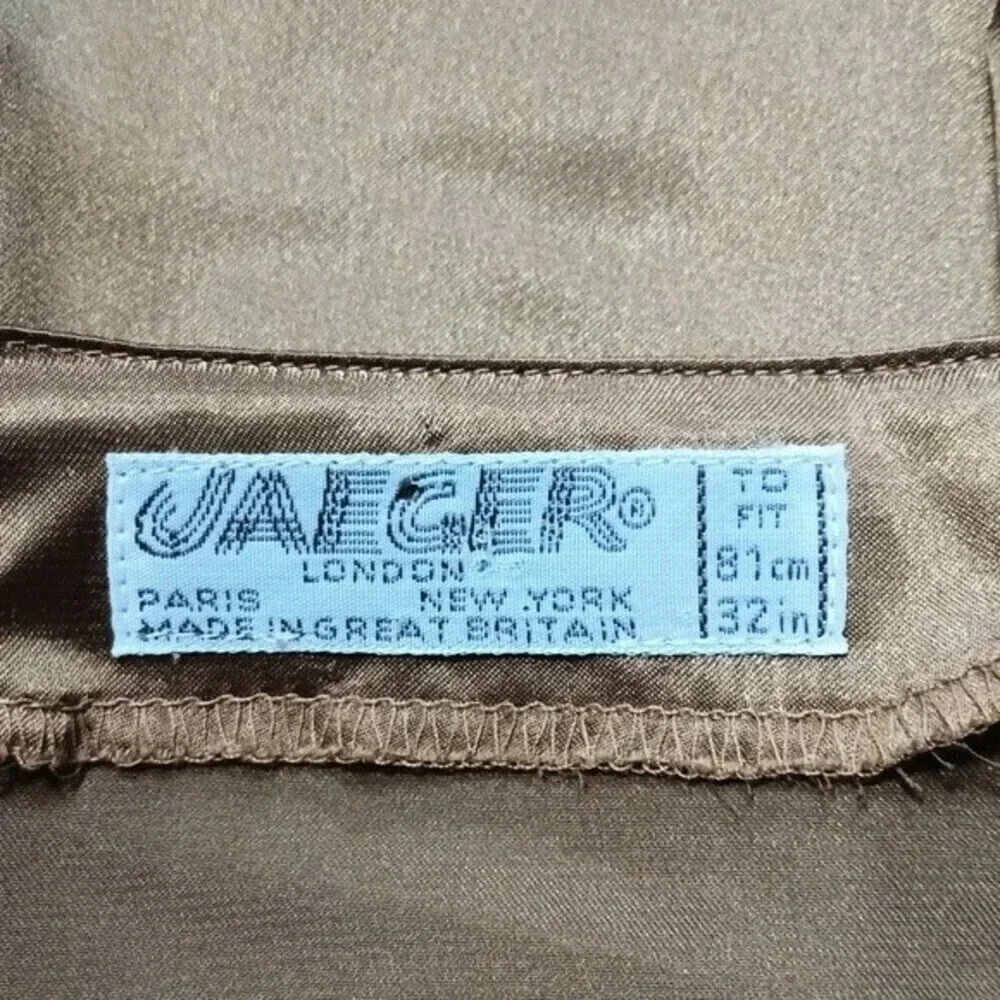 Vintage Jaeger London 80's banded gold/brown crossover blouse - Picture 3 of 9